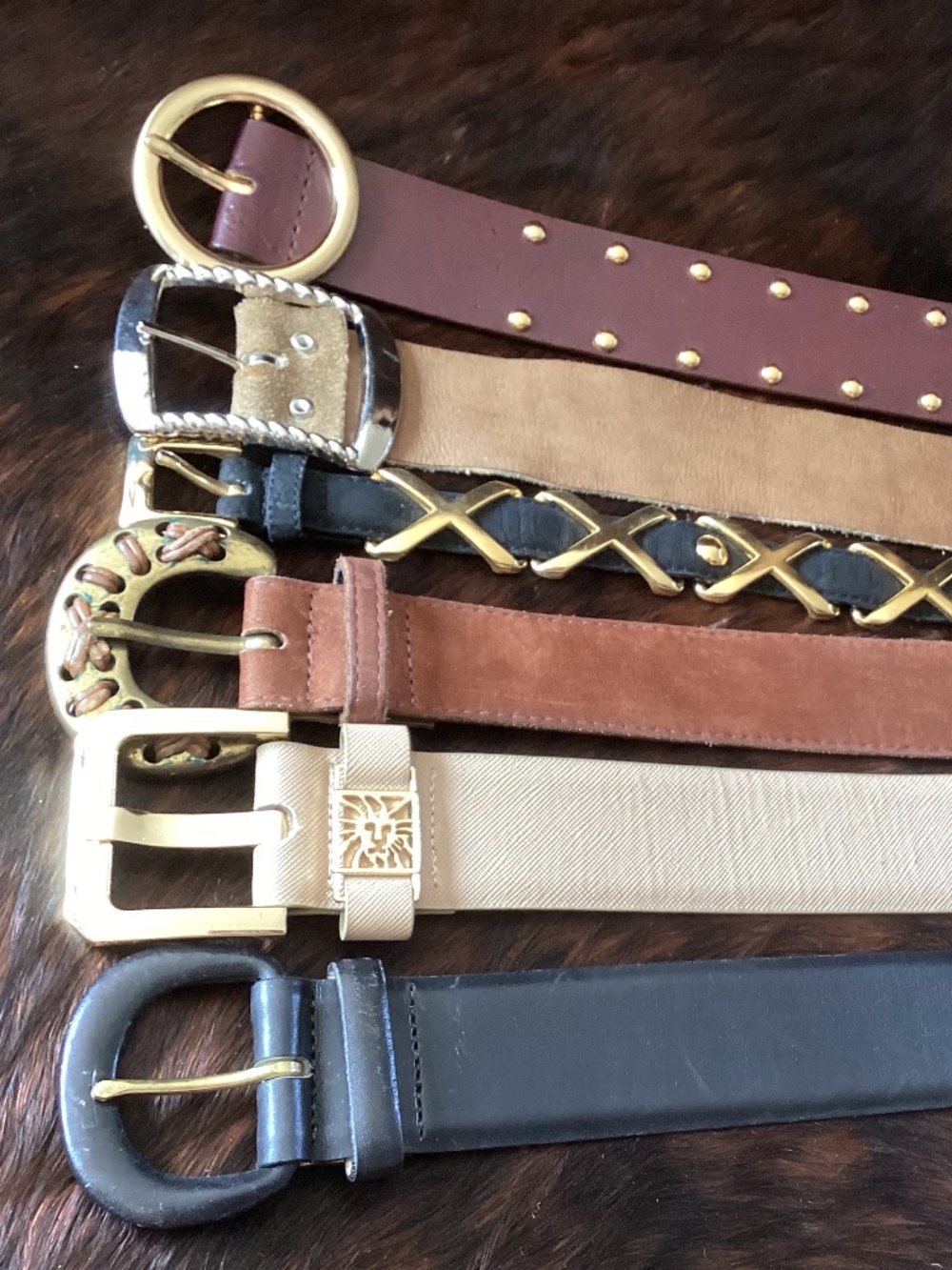 Lot of 6 Leather & Manmade Material Fashion Belts🦋
